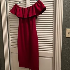 Red off shoulder dress size 2
